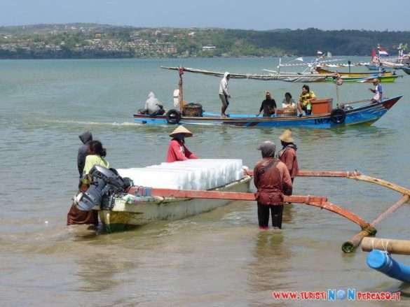 Jimbaran a Bali in Indonesia con mercato del pesce e mare